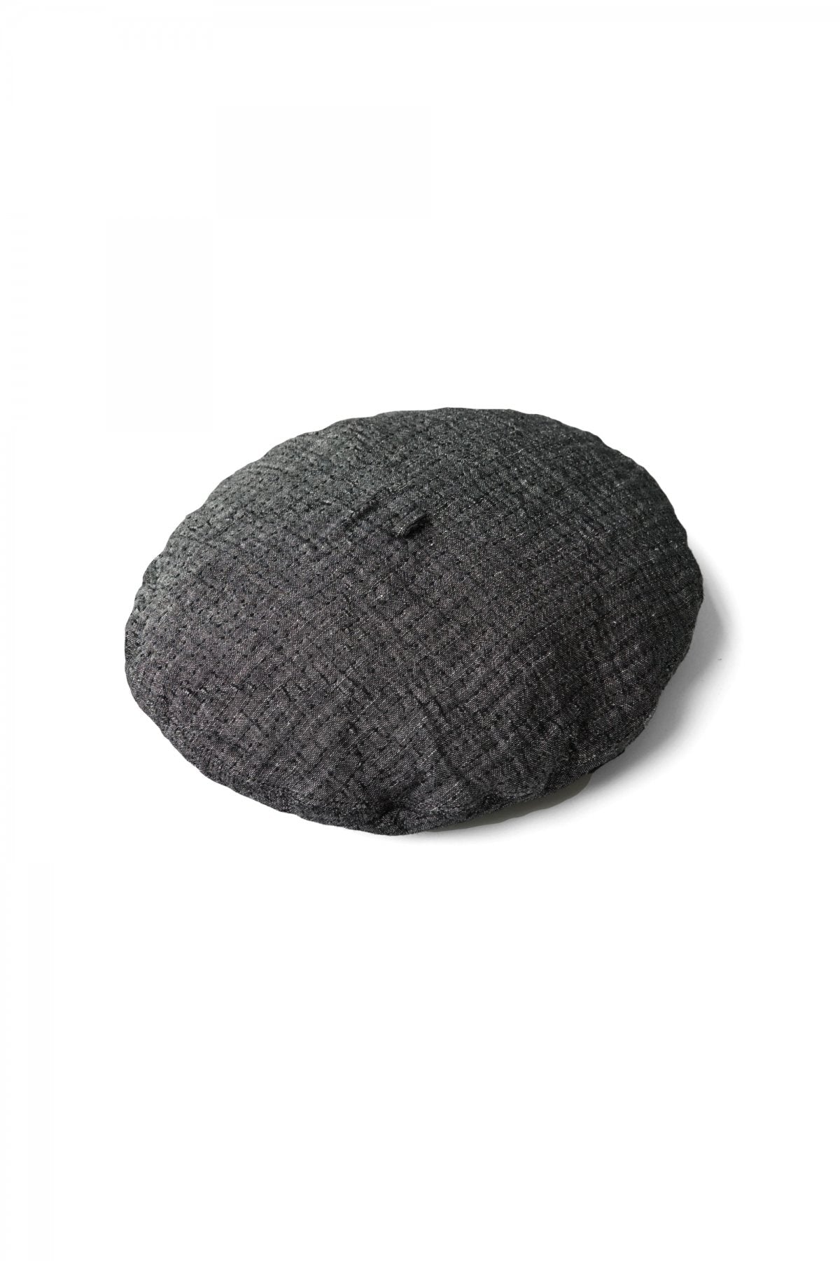Porter Classic - SASHIKO LINEN PREMIUM SOFT JAZZ BERET - BLACK