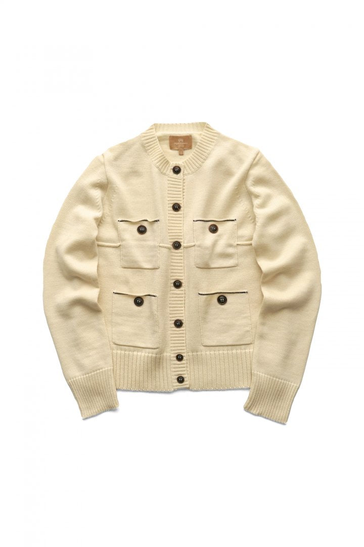 Nigel Cabourn woman - GAUGE MIX CARDIGAN - IVORY