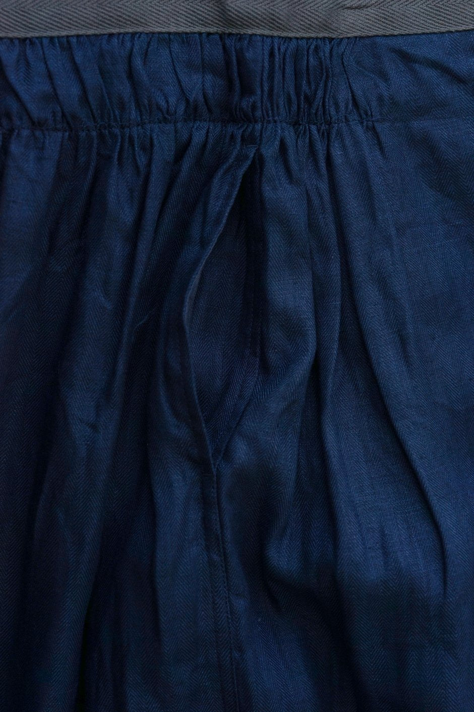 Nigel Cabourn woman - VINTAGE GATHERED SKIRT - LINEN HERRINGBONE - NAVY