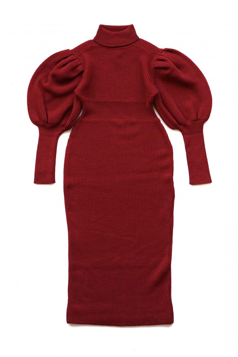 WRYHT - VICTORIAN SLEEVE RIBED DRESS - CAYENNE