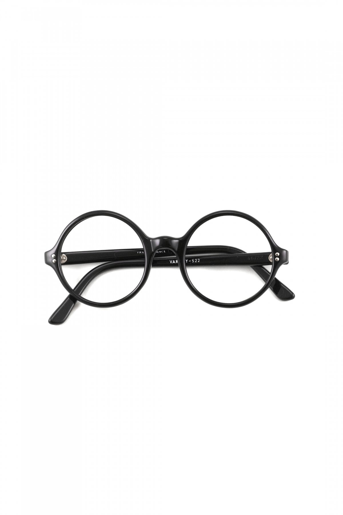 1960s FRAME FRANCE EYEGLASS ROUND BLACK - OPT-762