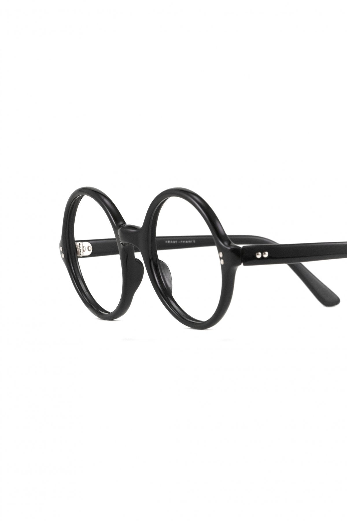1960s FRAME FRANCE EYEGLASS ROUND BLACK - OPT-762