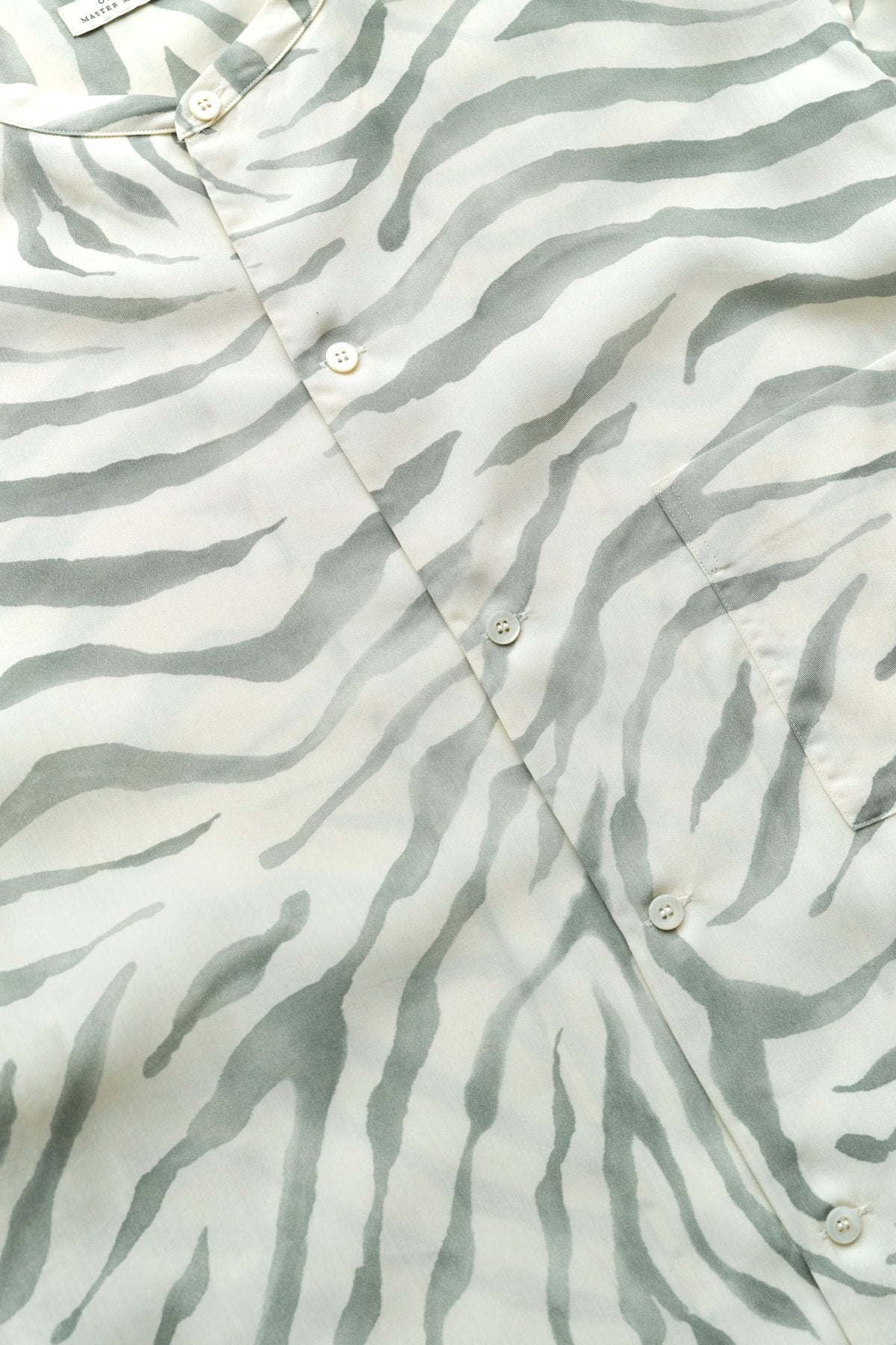 OLD JOE - ORIGINAL PRINTED BAND COLLAR SHIRTS (SAFARI) - EUCALYPTUS