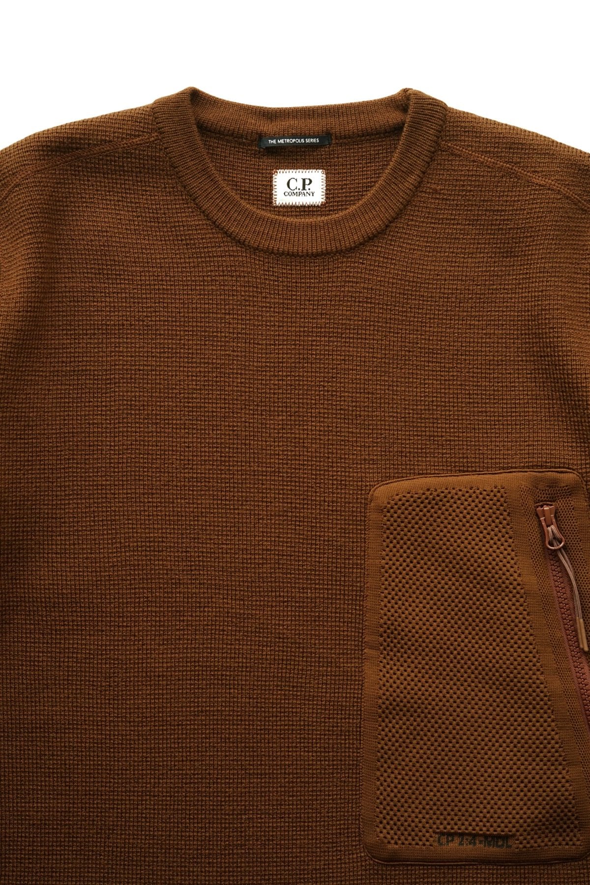 C.P. COMPANY - EXTRA FINE MERINO WOOL JUMPER - PARTRIDGE BROWN