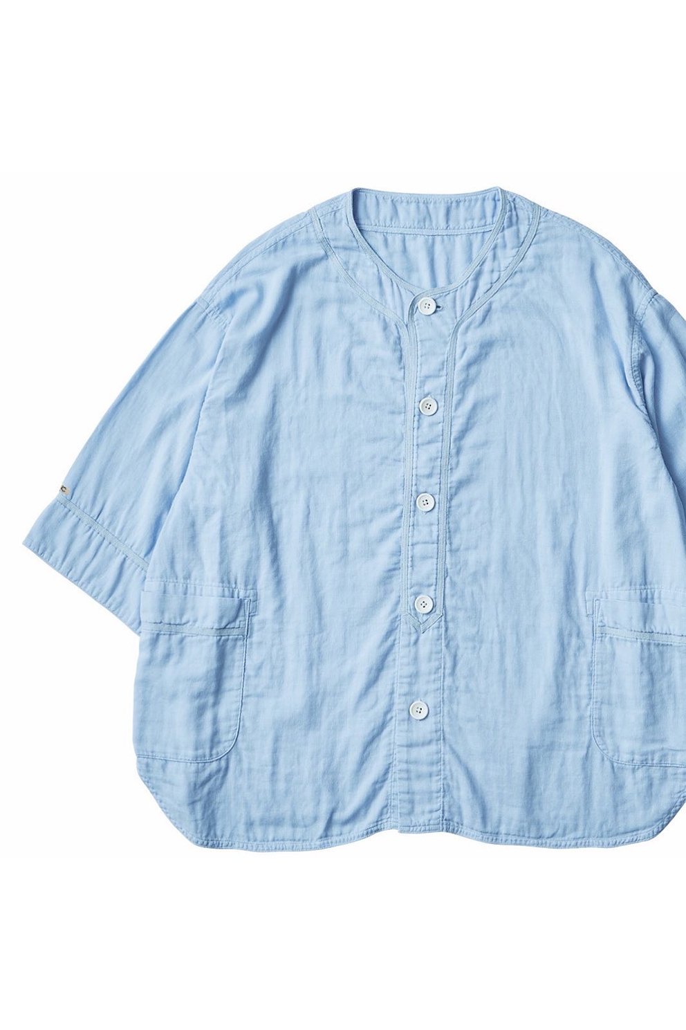 Porter Classic - SUVIN GOLD GAUZE BASEBALL SHIRT - BLUE