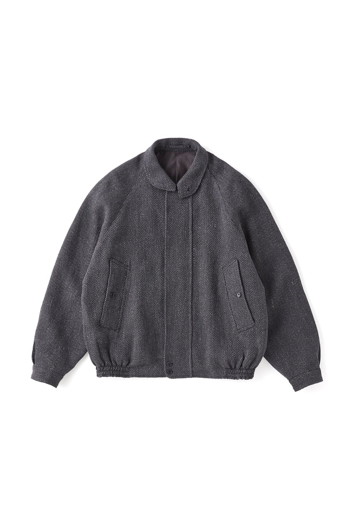 ●OLD JOE - ROUND-COLLAR MOTORING JACKET - IRREGULAR HERRINGBONE
