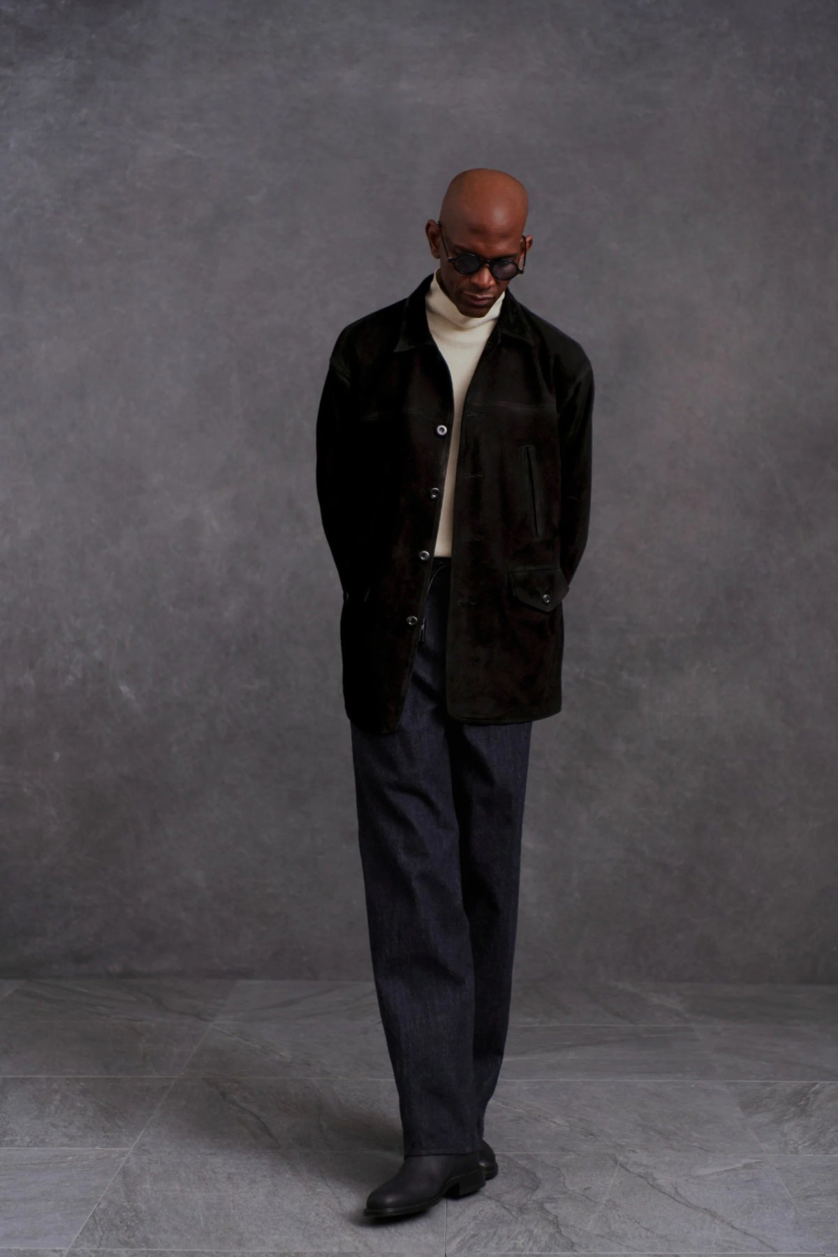 ○OLD JOE - PATINA DEERSKIN AUTOMOBILE COAT - PATINA BLACK SUEDE