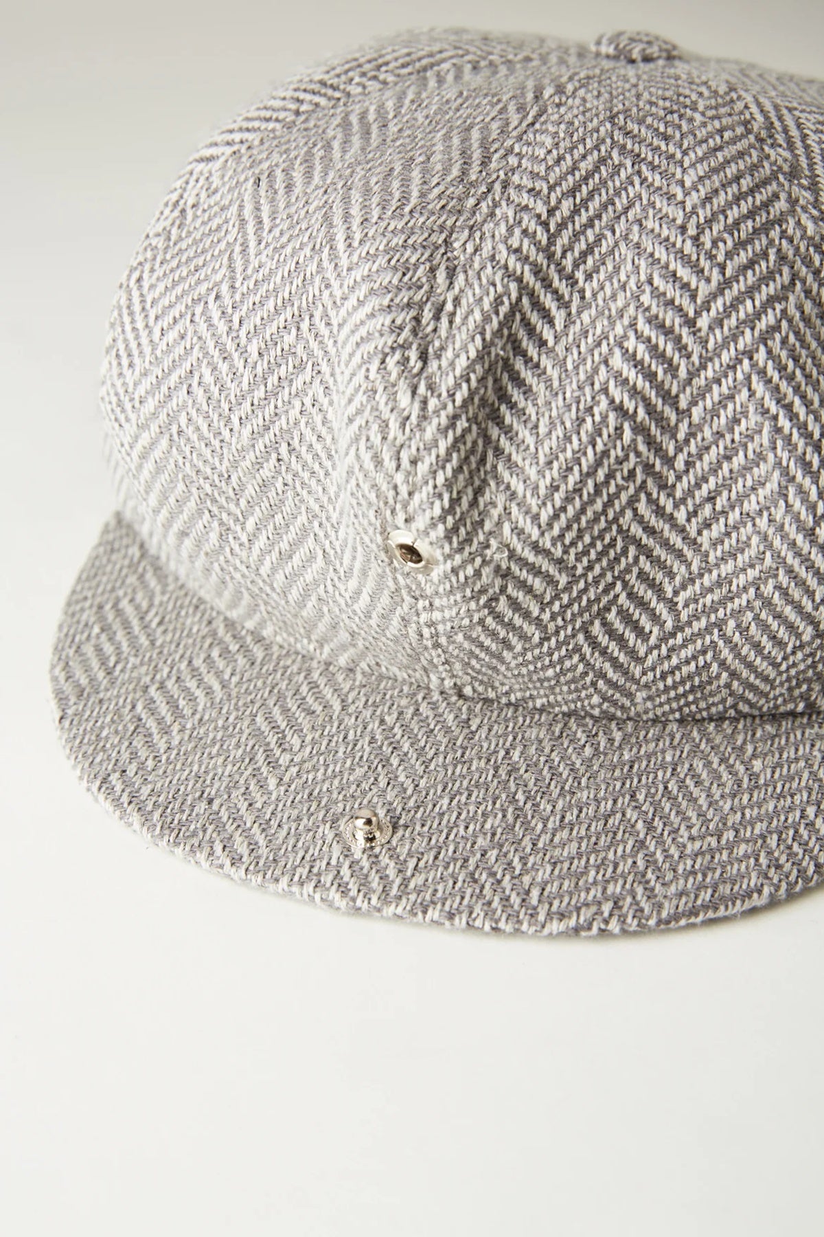 ○OLD JOE - SUMMER TWEED PEAKED CAP - FANCY HERRINGBONE(LIGHT GREY)