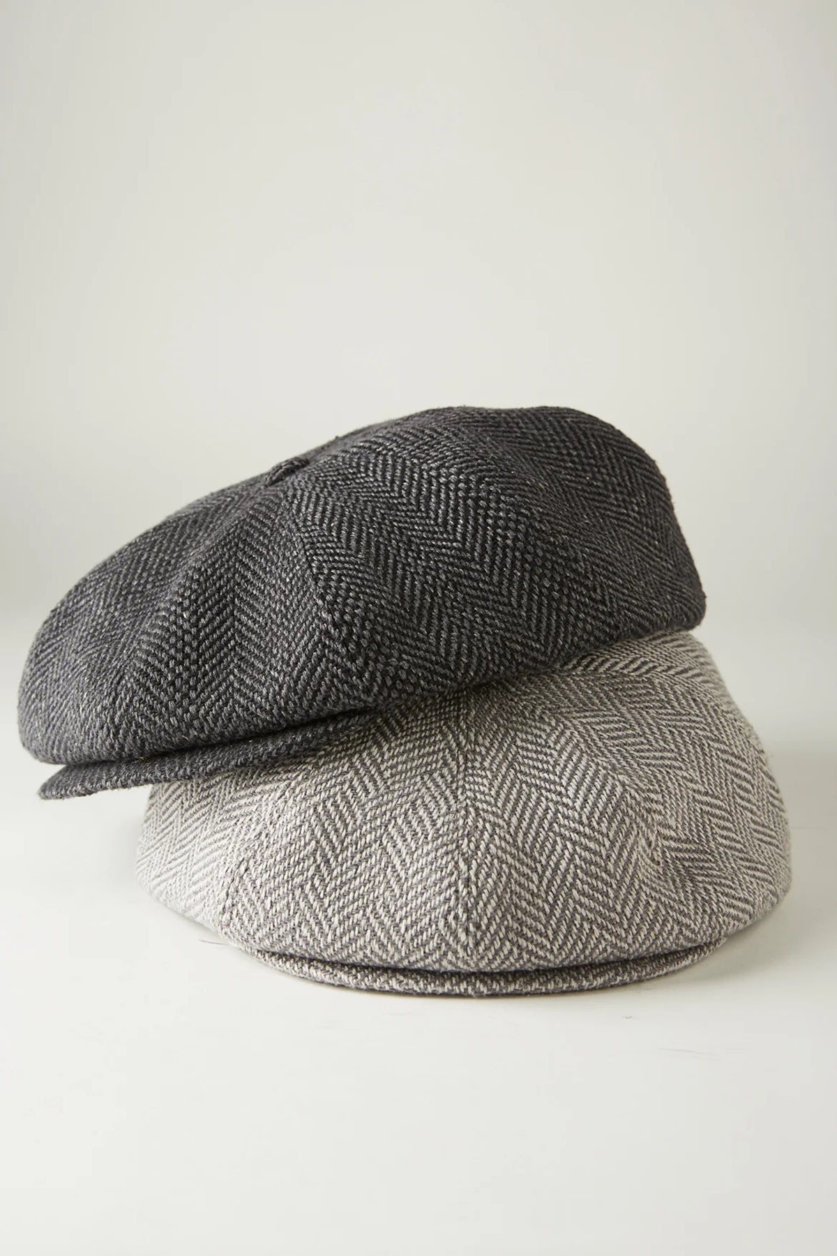 ○OLD JOE - SUMMER TWEED PEAKED CAP - FANCY HERRINGBONE(LIGHT GREY)