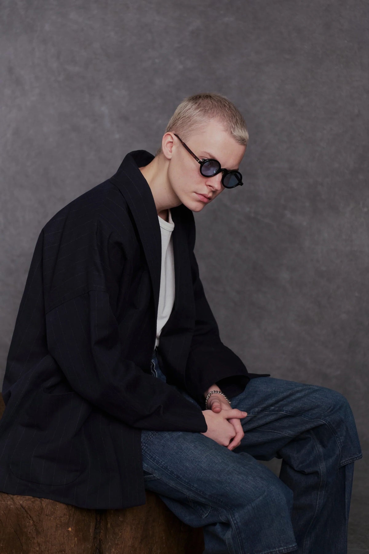 ○OLD JOE - ORIENTAL HAORI JACKET - NOCTURNE STRIPE