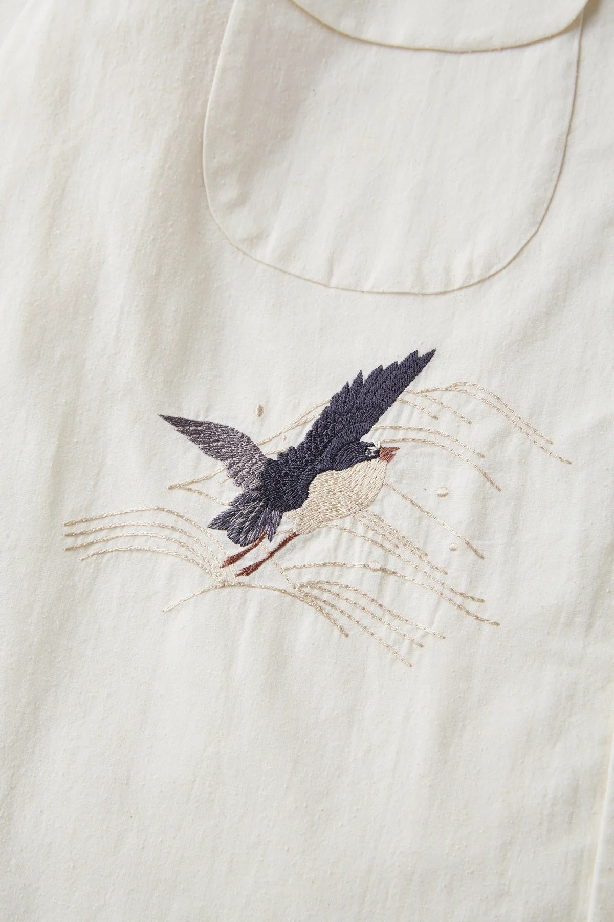 ○OLD JOE - SWALLOW COLLAR NASSOU SHIRTS S/S (EMBROIDERY) - BONE