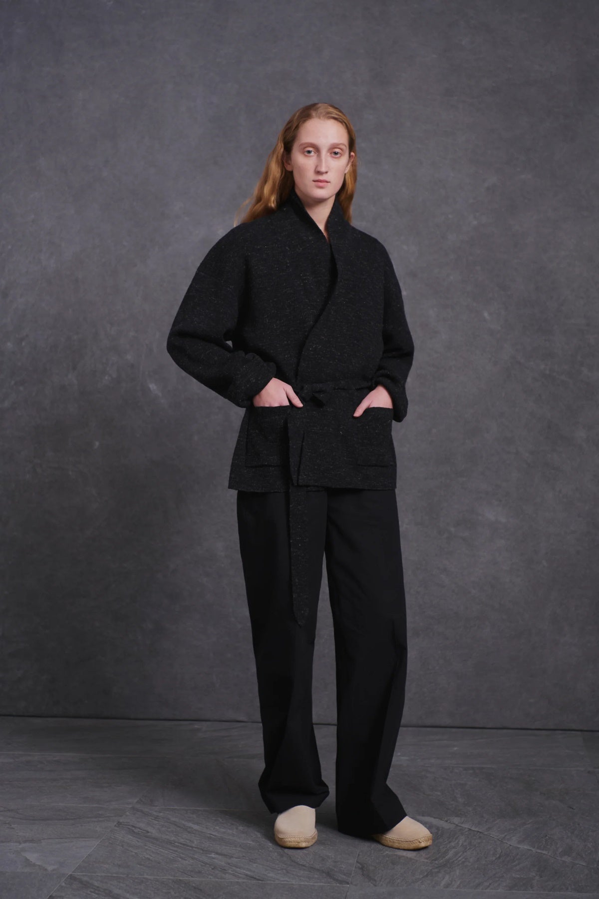 ○OLD JOE - BOUCLE HAORI GAWN - GRAPHITE