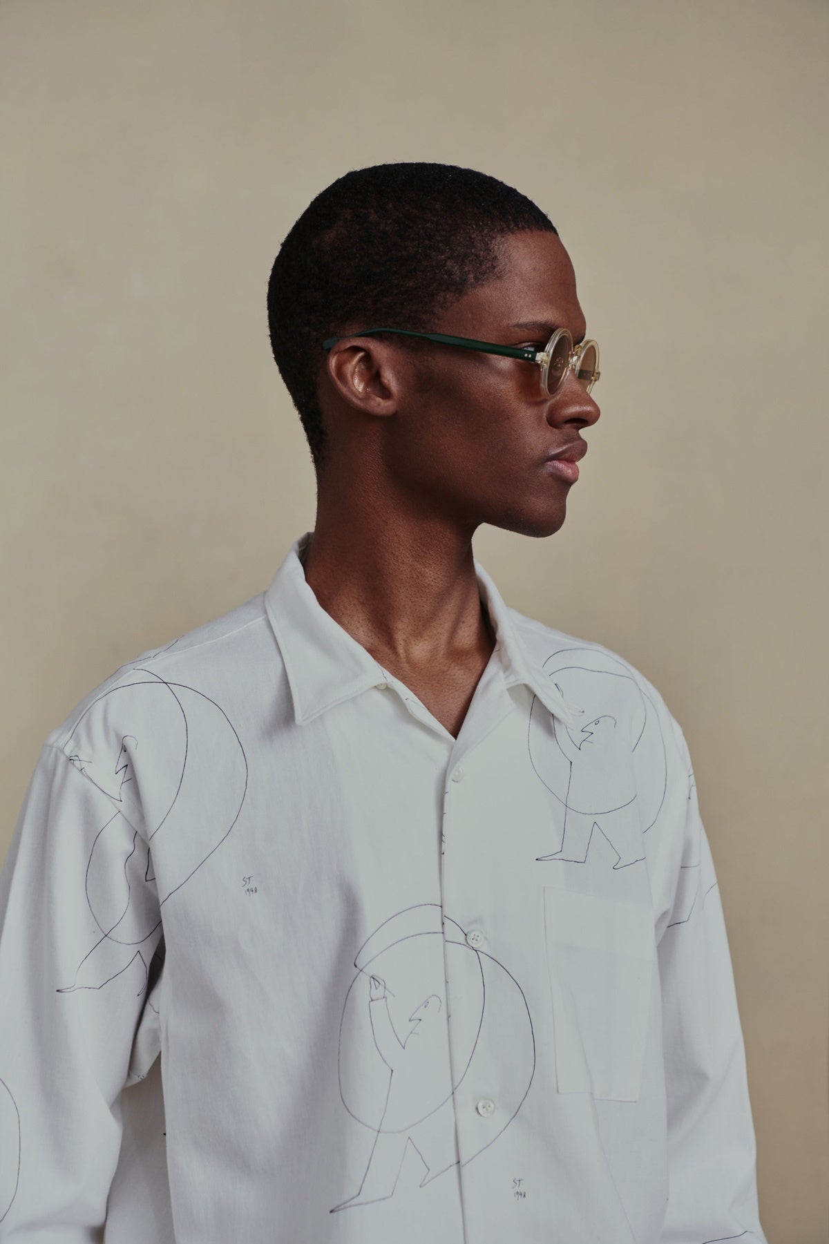 ○OLD JOE - OPEN COLLAR SHIRTS (Saul Steinberg) - RAW WHITE