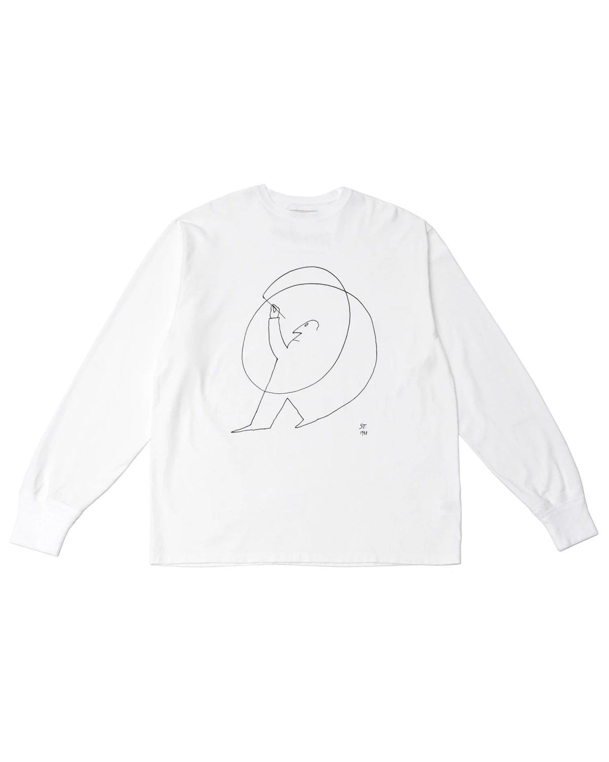 ○OLD JOE - LONG SLEEVE CREW-NECK TEE (Saul Steinberg) - RAW WHITE