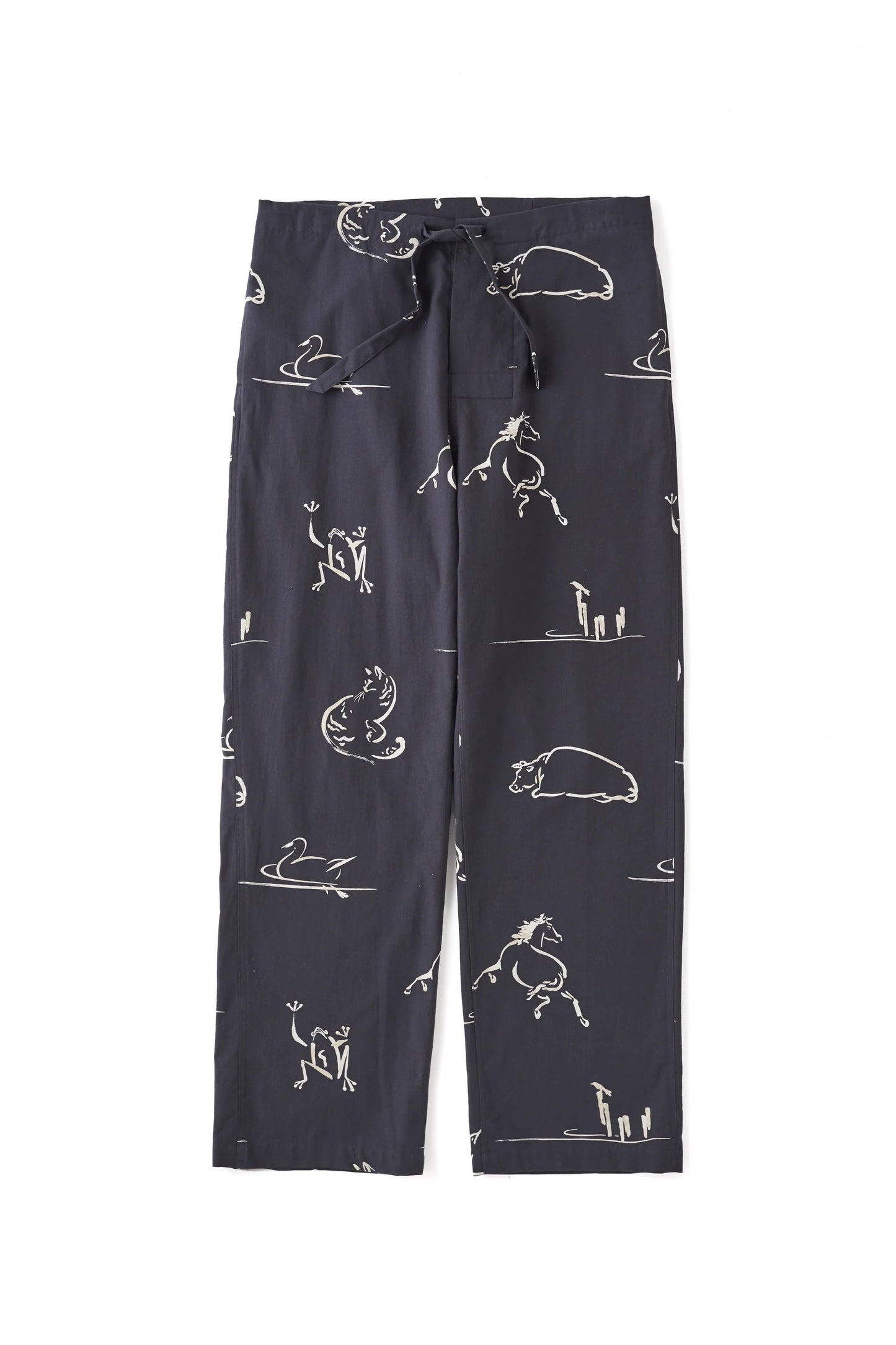○OLD JOE - ORIGINAL PRINTED EASY TROUSER (Animal Drawing) - ONYX