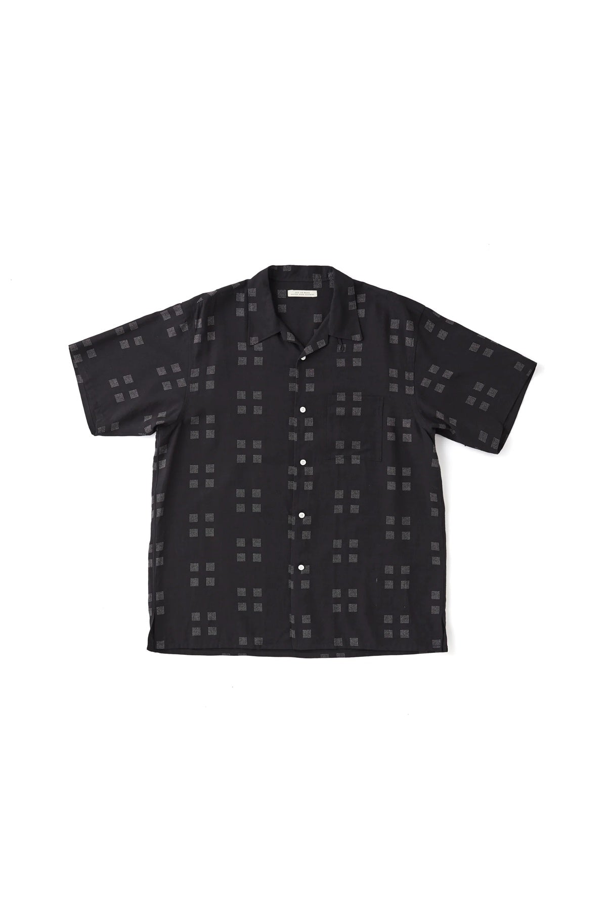 ○OLD JOE - ORIGINAL PRINTED OPEN COLLAR SHIRTS (Square Dot) Short-sleeve - ONYX