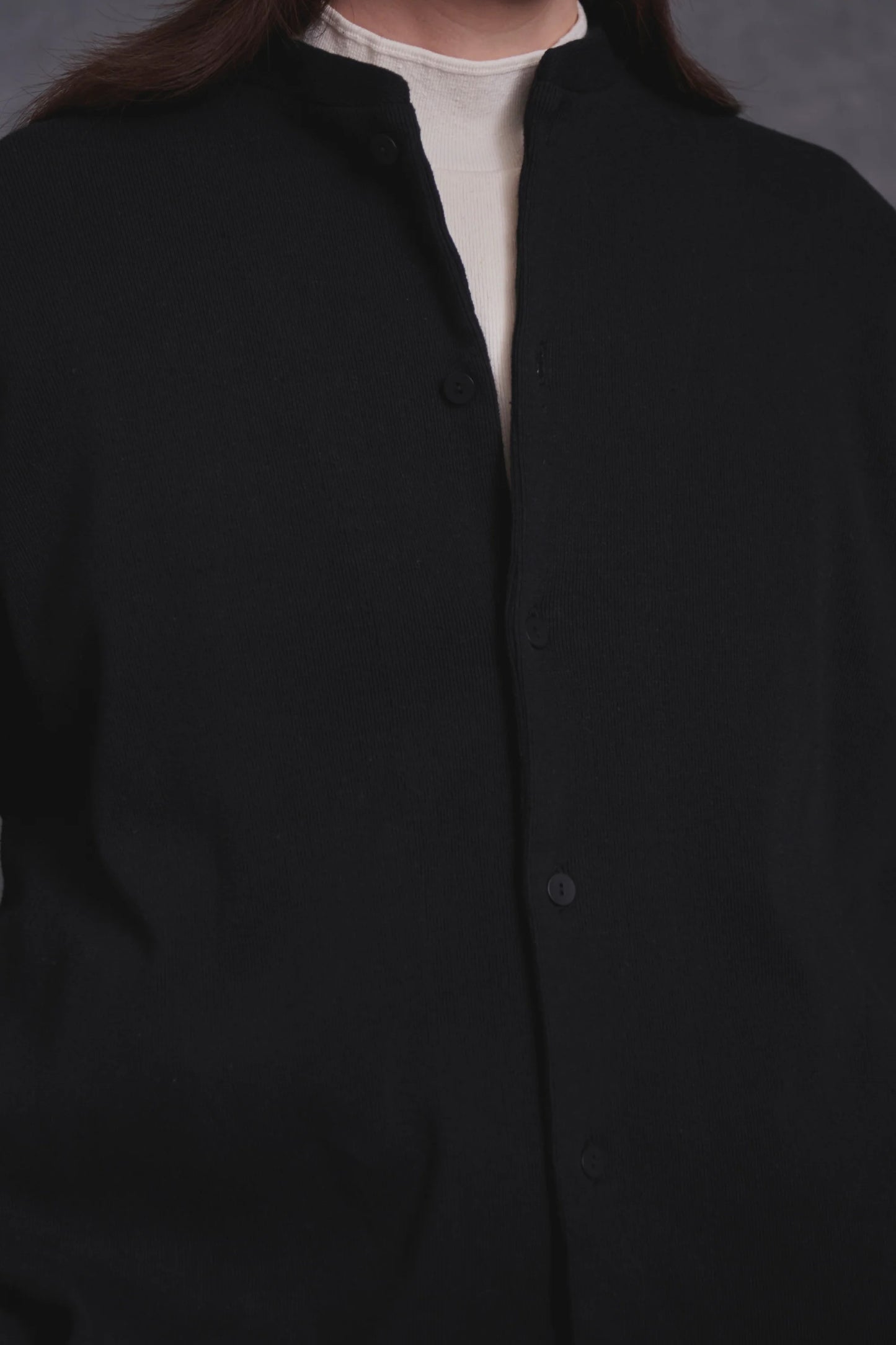 ○OLD JOE - NEP RIBED BAND COLLAR CARDY - ONYX