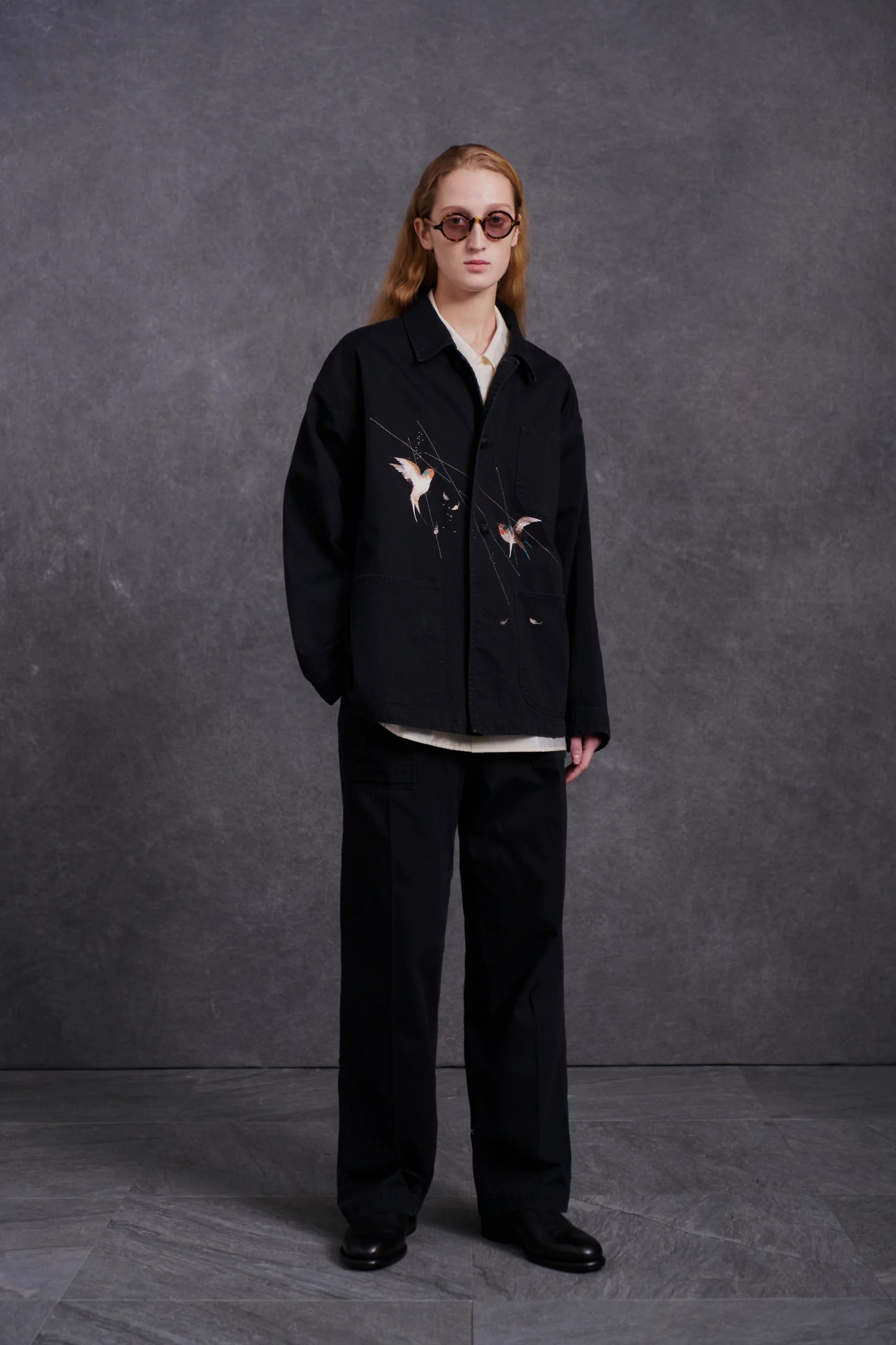 ○OLD JOE - PATINA  HERRINGBONE GATHERING TROUSER - ONYX