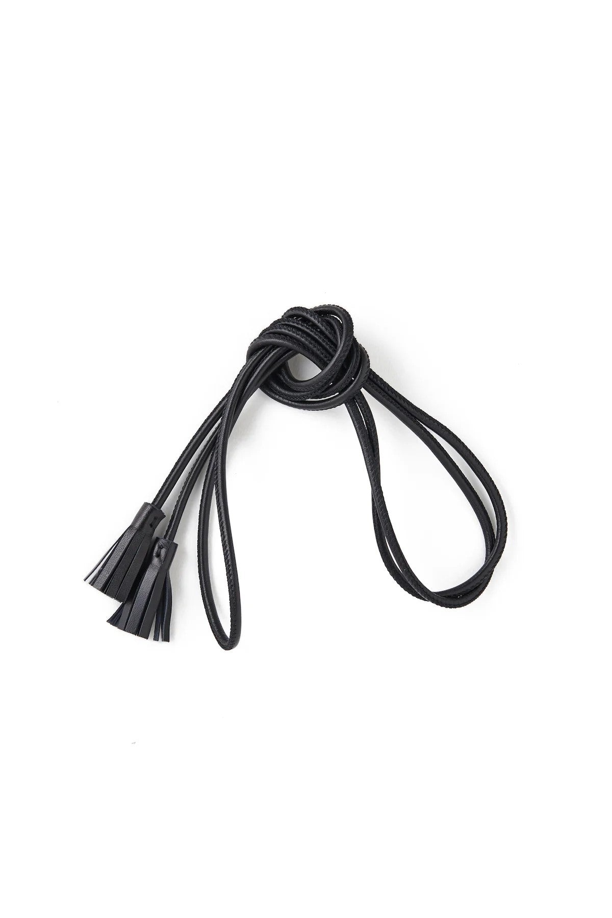 ○OLD JOE - LEATHER STRING BELT - ONYX