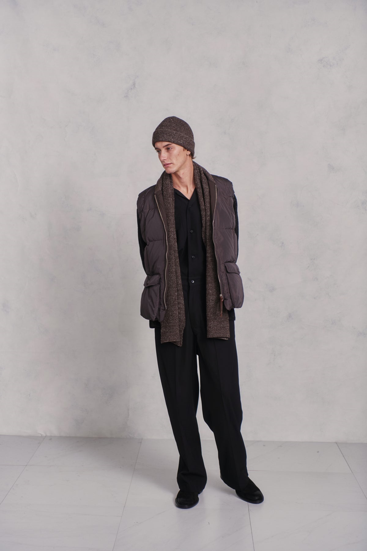 ○OLD JOE - HIGH COUNT SILK PUFF VEST - WHISKY