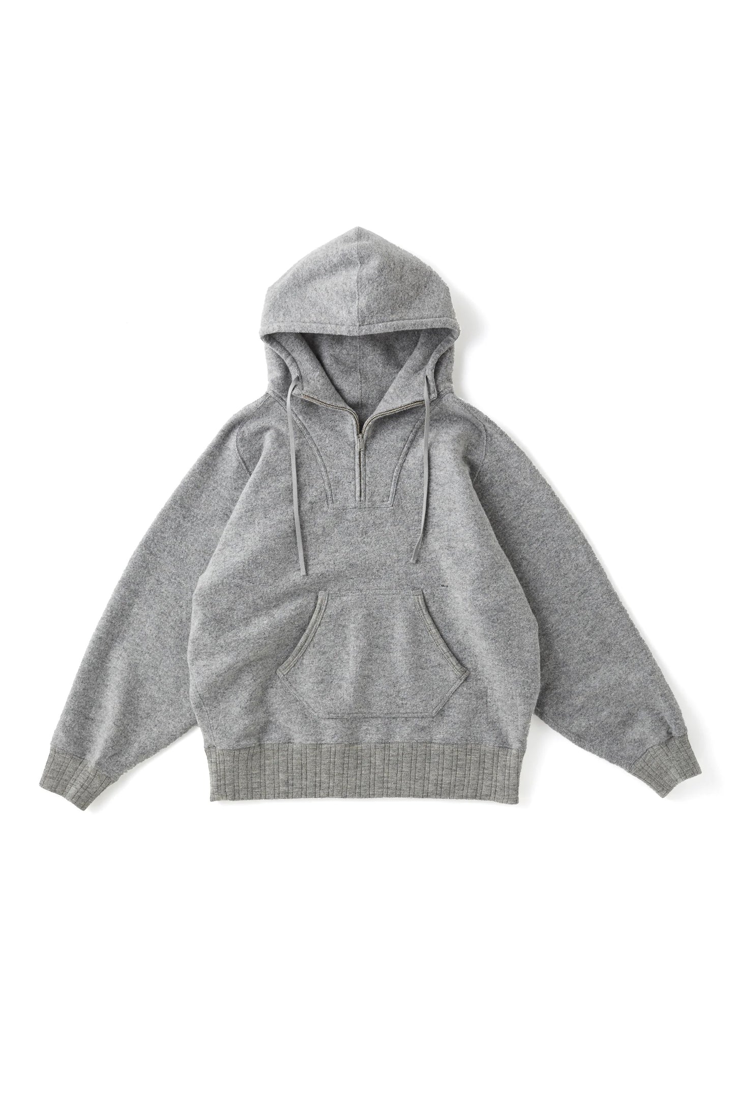 ○OLD JOE - QUATER ZIP ATHLETIC HOODIE - PEWTER