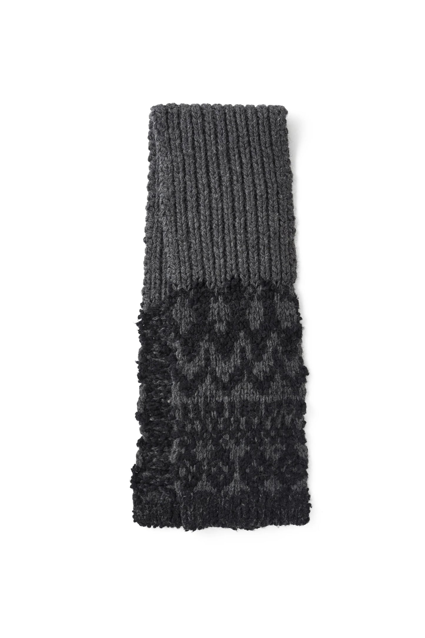 ○OLD JOE - NORDIC HAND SWEATER SCARF - GRAPHITE PATTERN