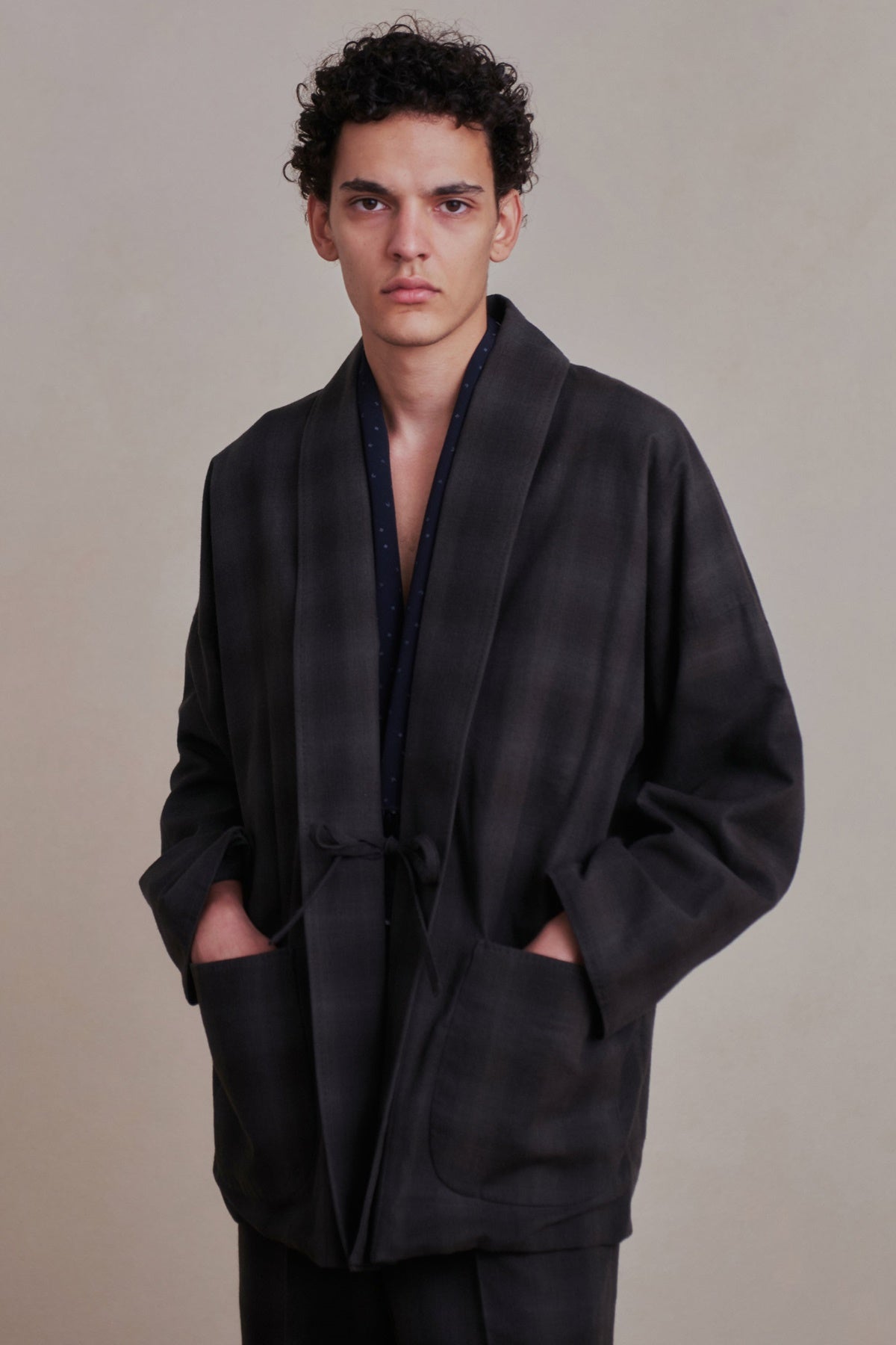 ○OLD JOE - ORIENTAL HAORI JACKET - GRAPHITE PLAID