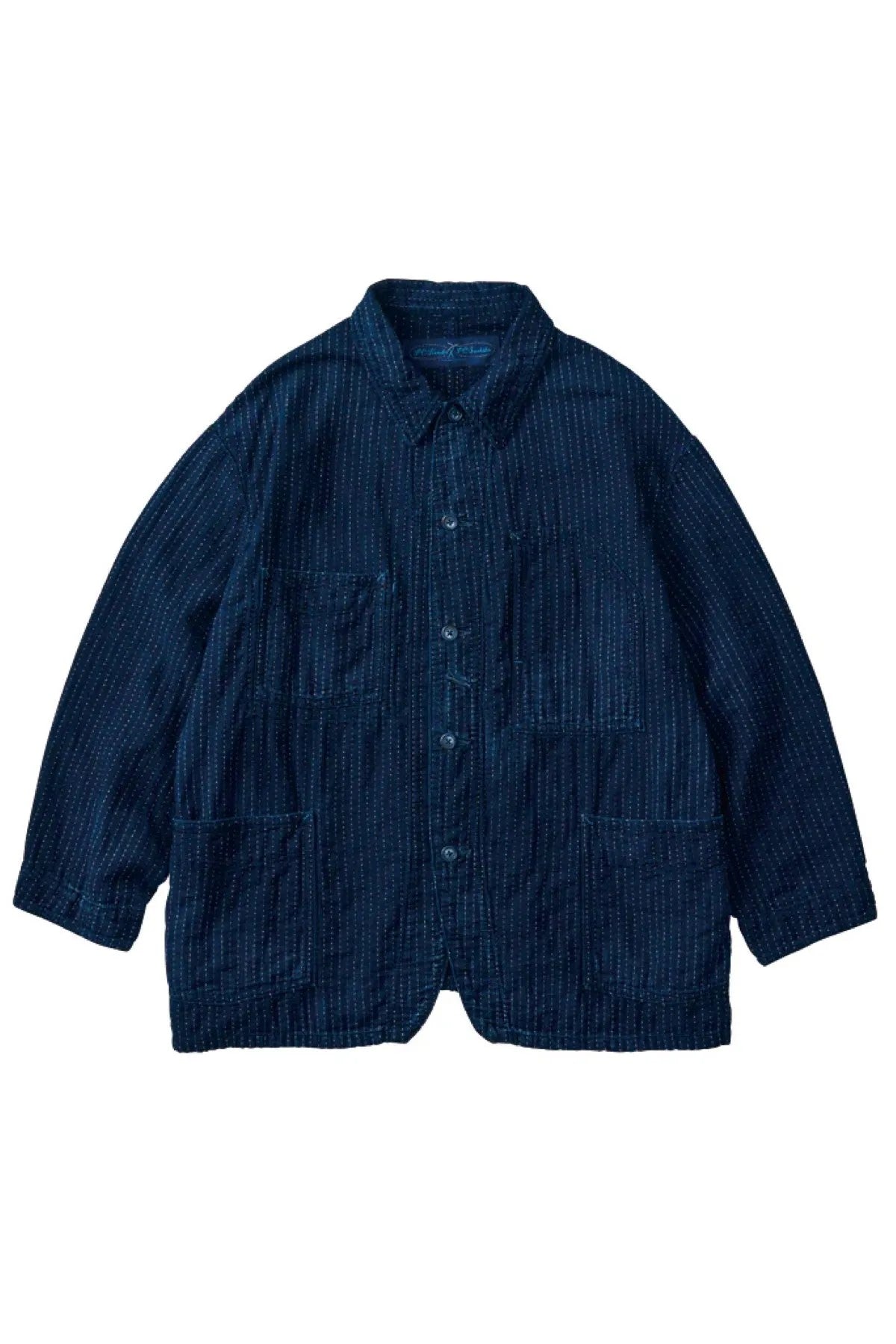 Porter Classic - SASHIKO STRIPE COVERALLS - BLUE
