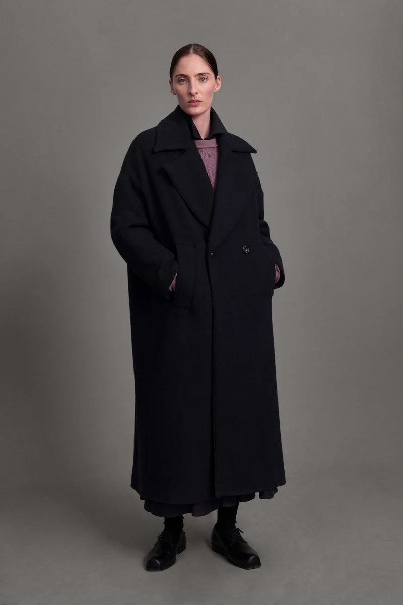 toogood - THE GROUNDSMAN COAT CASHMERE HERRINGBONE - INK