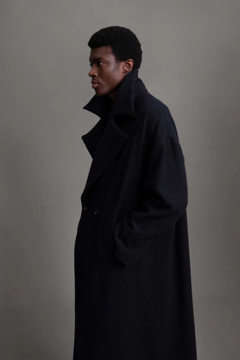 toogood - THE GROUNDSMAN COAT CASHMERE HERRINGBONE - INK