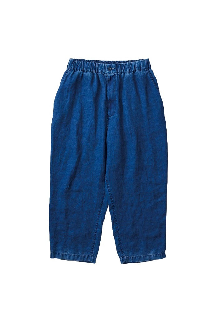 PORTER CLASSIC - INDIGO LINEN EASY PANTS - BLUE