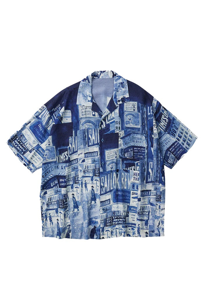 PORTER CLASSIC - ALOHA SHIRT TIMES SQUARE - BLUE