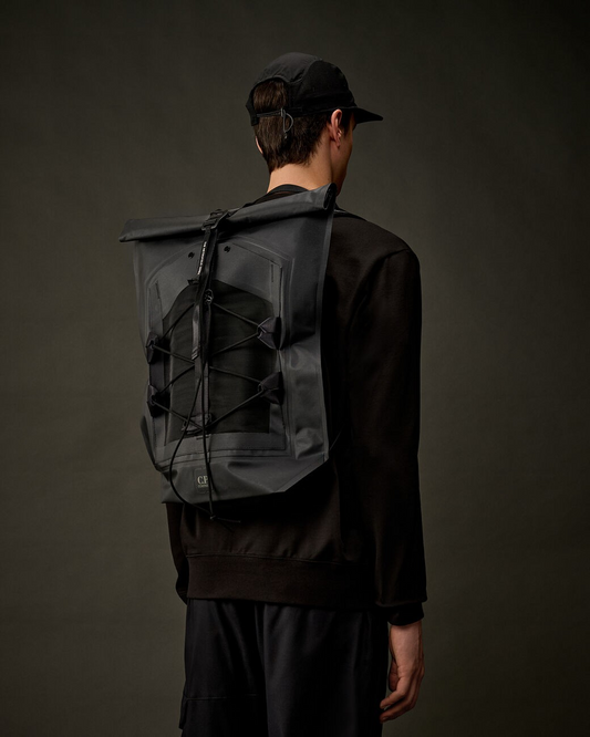 C.P. COMPANY - MTRPLS RBER REPS ROLLED BACKPACK - BLACK