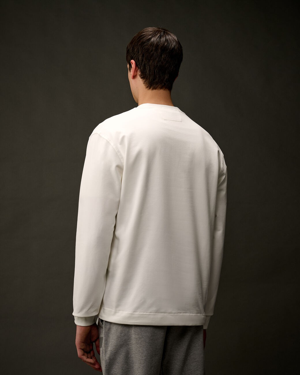C.P. COMPANY - STRCH FLEECE MIXED ZIP CREW SWSH - GAUZE WHITE