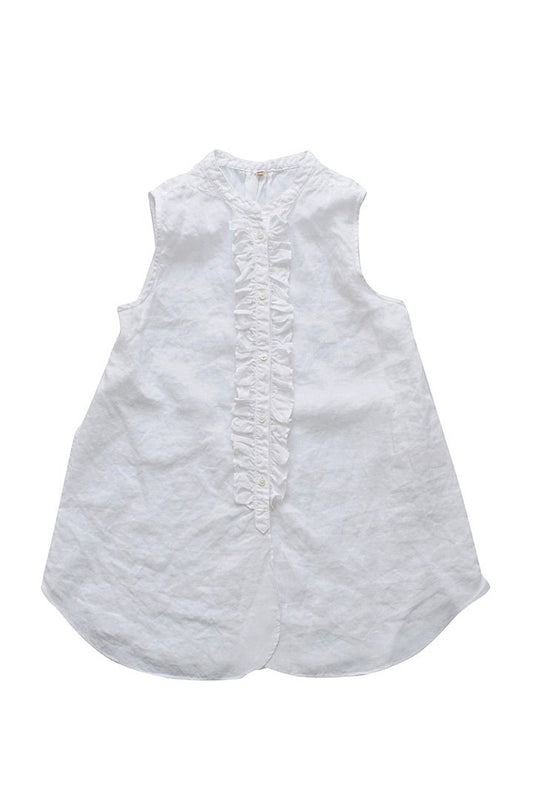 Nigel Cabourn woman - SLEEVELESS SHIRT - LINEN - WHITE