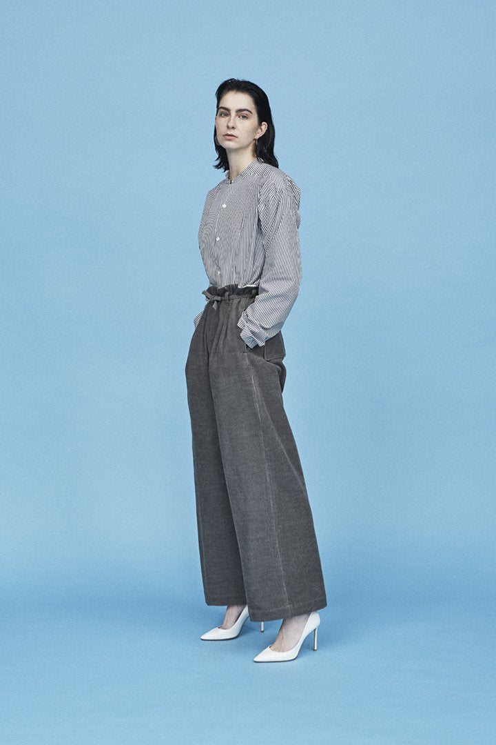 WRYHT - BACK-PLACKET BAND COLLER SHIRTS - BISQUE STRIPE