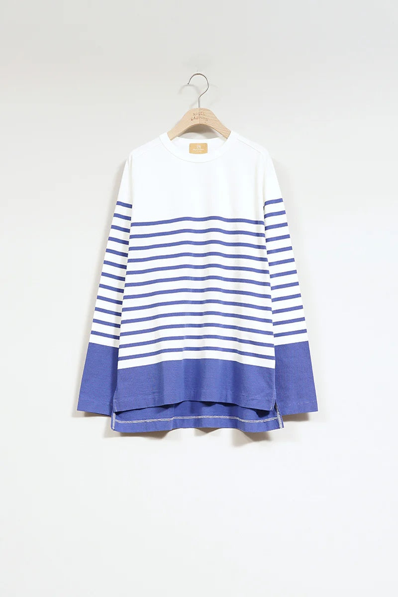 ◯ Nigel Cabourn woman - 5.6oz LONG SLEEVE BORDER - WHITE