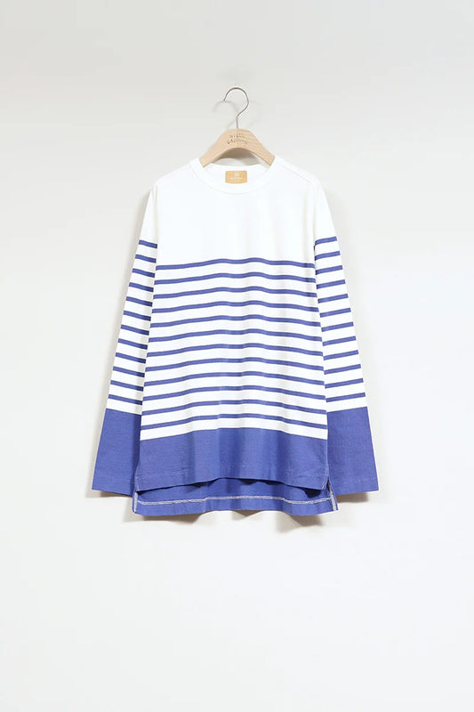 ◯ Nigel Cabourn woman - 5.6oz LONG SLEEVE BORDER - WHITE