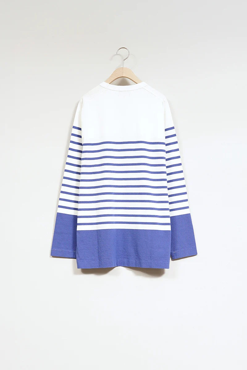 ◯ Nigel Cabourn woman - 5.6oz LONG SLEEVE BORDER - WHITE