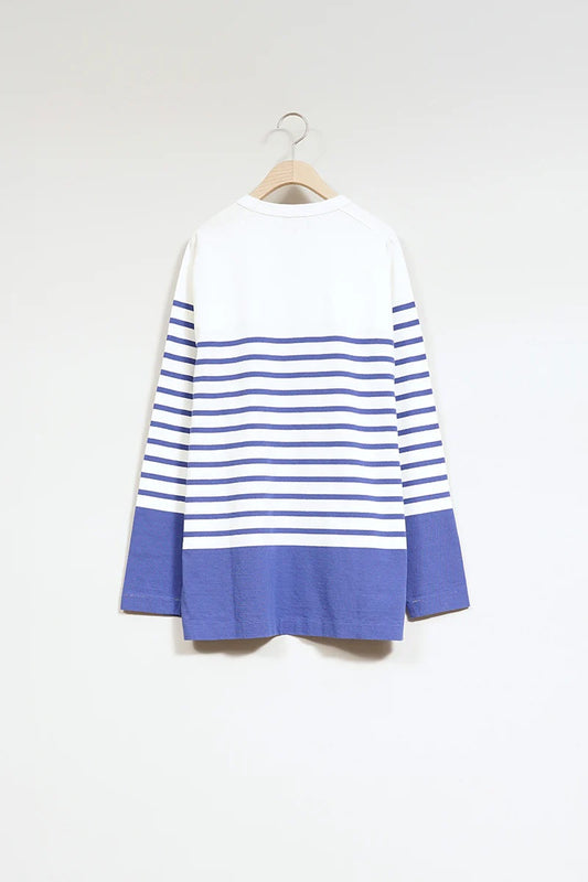 ◯ Nigel Cabourn woman - 5.6oz LONG SLEEVE BORDER - WHITE