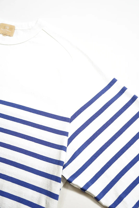 ◯ Nigel Cabourn woman - 5.6oz LONG SLEEVE BORDER - WHITE