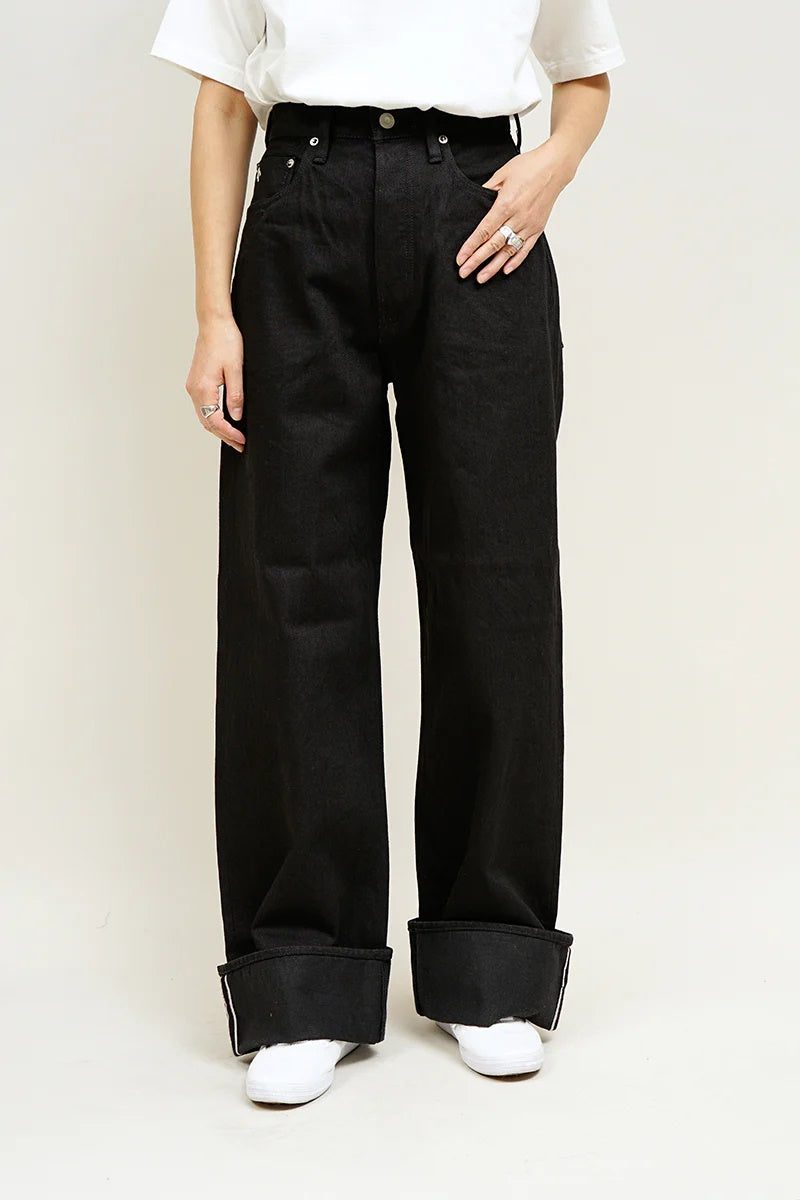 ◯ Nigel Cabourn woman - WIDE STRAIGHT 5PK PT DENIM - BLACK