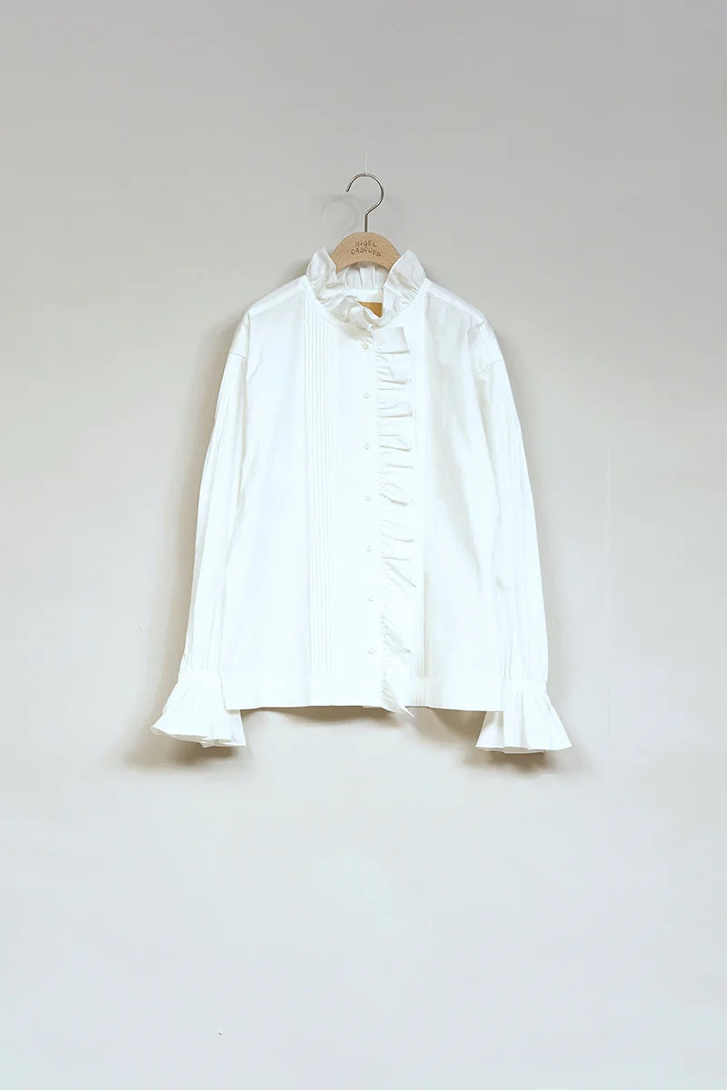 ◯ Nigel Cabourn woman - GATHER COLLAR BLOUSE - OFF WHITE