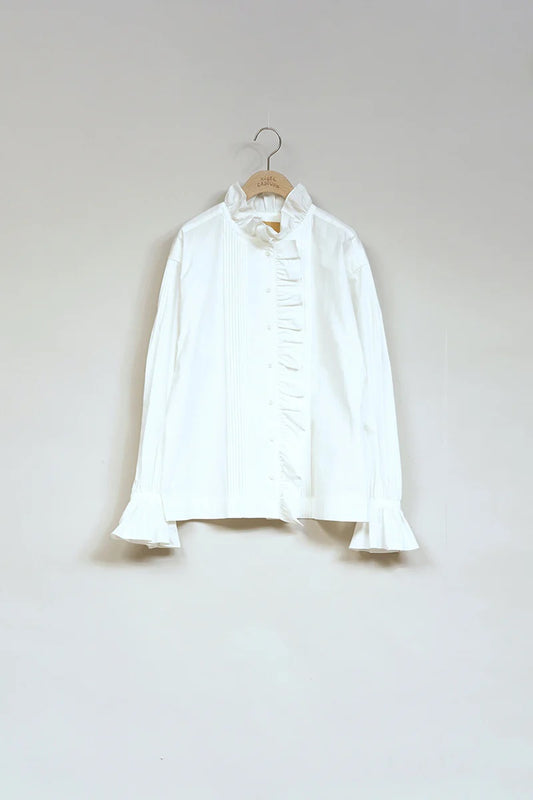 ◯ Nigel Cabourn woman - GATHER COLLAR BLOUSE - OFF WHITE