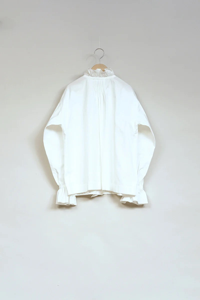 ◯ Nigel Cabourn woman - GATHER COLLAR BLOUSE - OFF WHITE