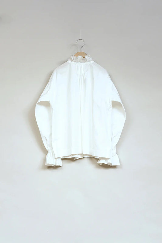 ◯ Nigel Cabourn woman - GATHER COLLAR BLOUSE - OFF WHITE