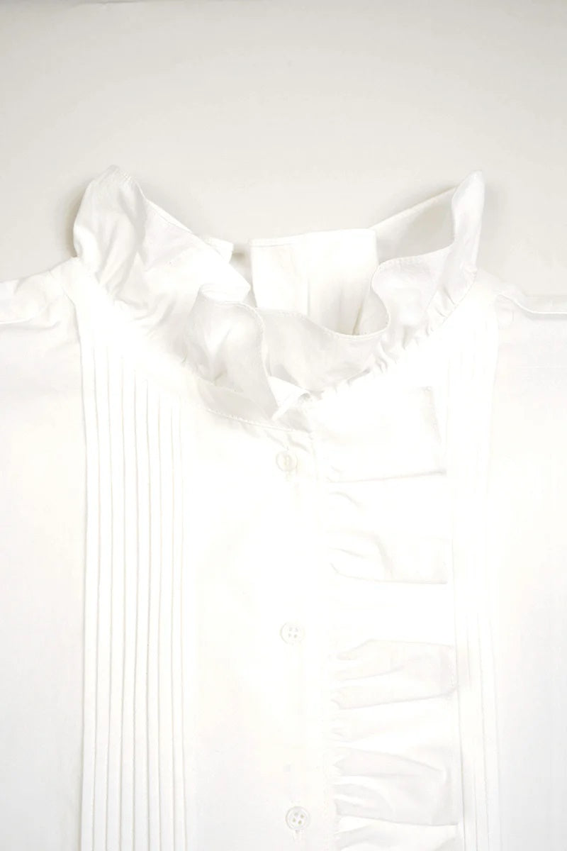 ◯ Nigel Cabourn woman - GATHER COLLAR BLOUSE - OFF WHITE