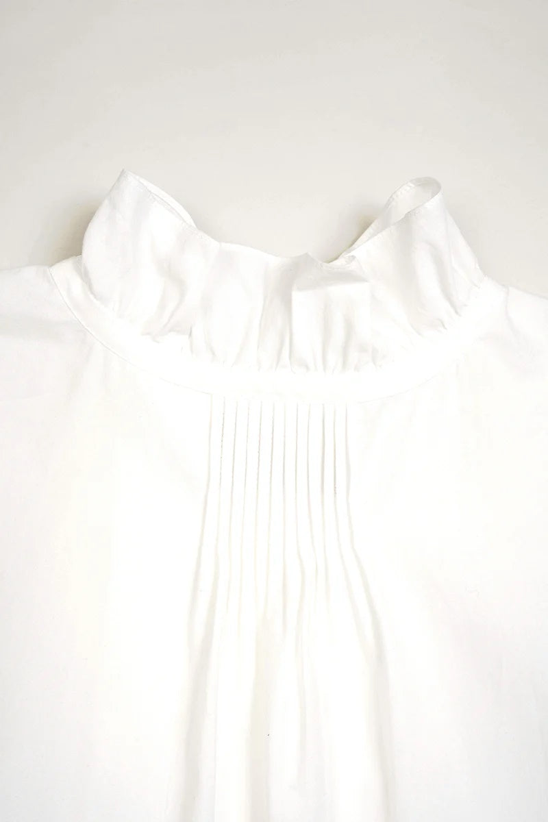 ◯ Nigel Cabourn woman - GATHER COLLAR BLOUSE - OFF WHITE