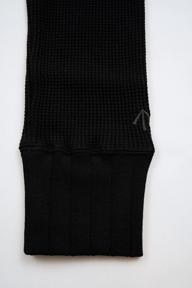 ◯ Nigel Cabourn woman - TURTLE NECK BIG WAFFLE - BLACK