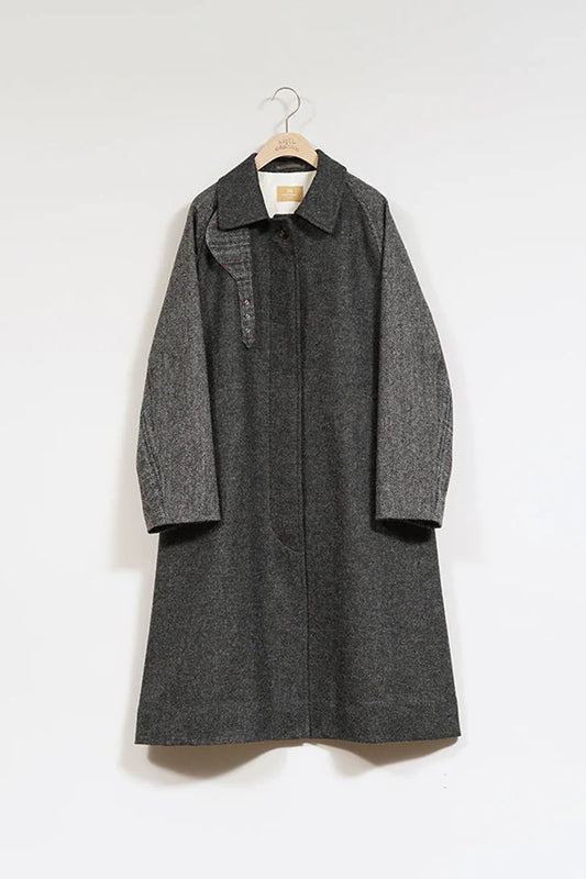 ◯ Nigel Cabourn woman - MAC COAT BRITISH TWEED - CHARCOAL GRAY